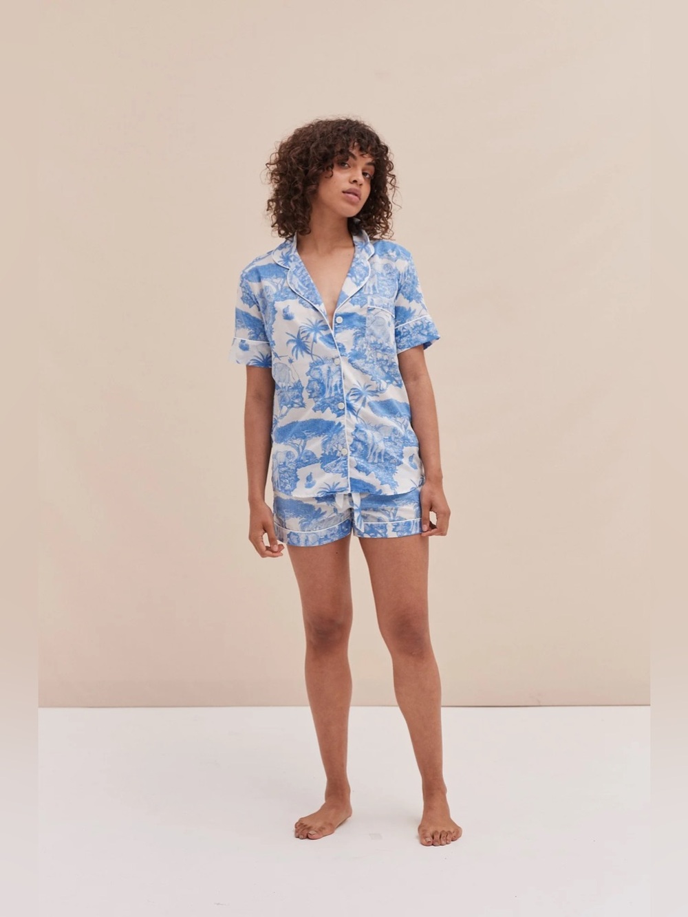 Desmond and Dempsey SHORT SLEEVE PYJAMA SET LOXODONTA BLUE New with Tags! - Picture 5 of 12